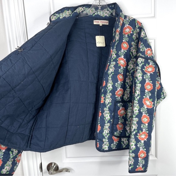 FREE PEOPLE Chloe Jacket NEW Dusk Combo Blue Floral NEW With Tag Size L - Picture 6 of 14